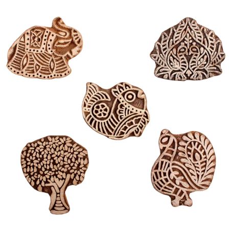 Set of 5 Piece New Mix Wooden Printing Block